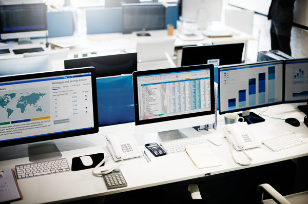 Computer screen is showing business data assessment